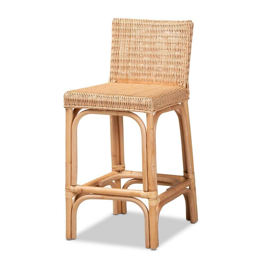 Athena Natural Rattan Counter Stool with Footrests