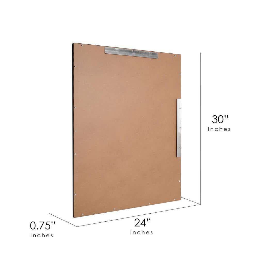 Head West Beveled Edge Rectangle Wall Mirror with Brushed Chrome and Black Metal Frame for Home Interior Accent 24" x 30"