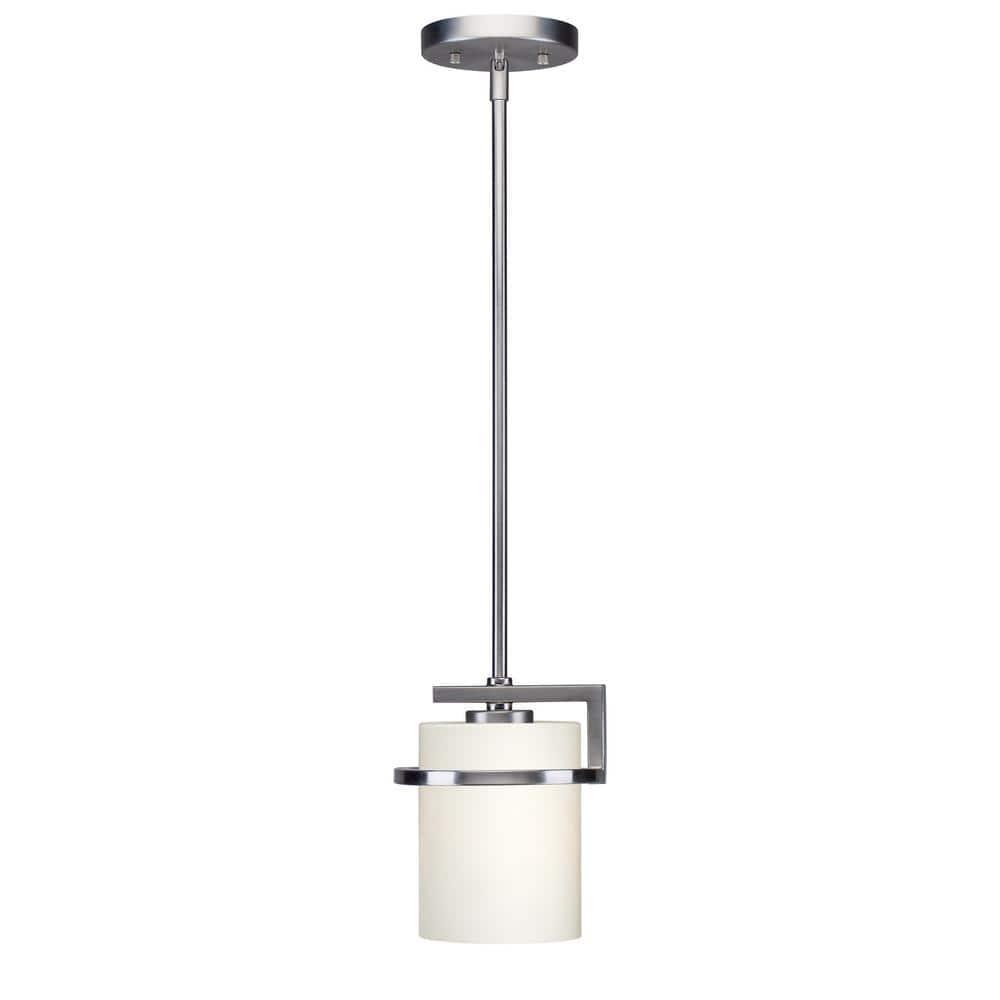 Halo 1-Light Brushed Nickel Mini Pendant with Satin Opal Glass - Brushed Nickel
