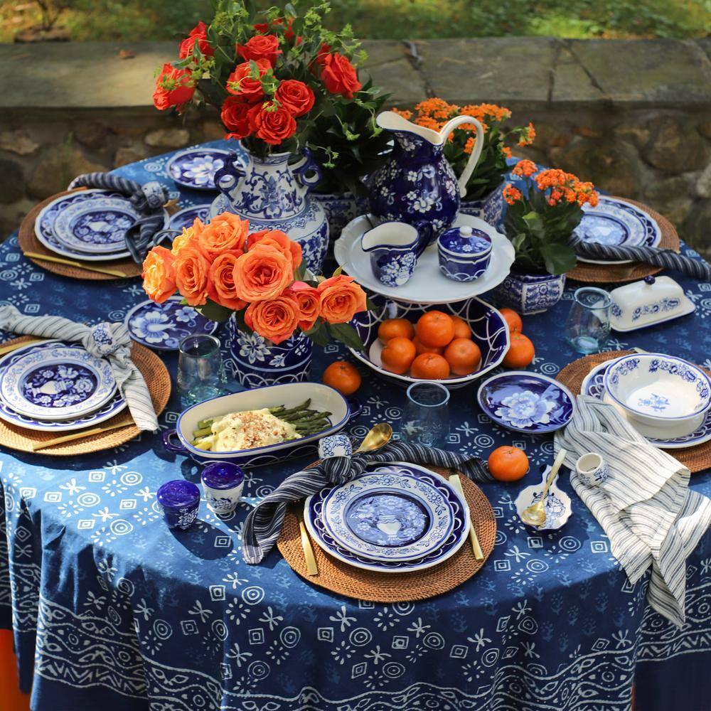 Euro Ceramica Blue Garden 12" Serving Bowl