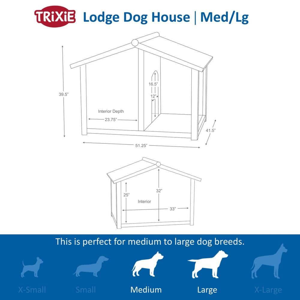 TRIXIE TRIXIE Natura Weatherproof Outdoor Lodge Dog House, Elevated Floor