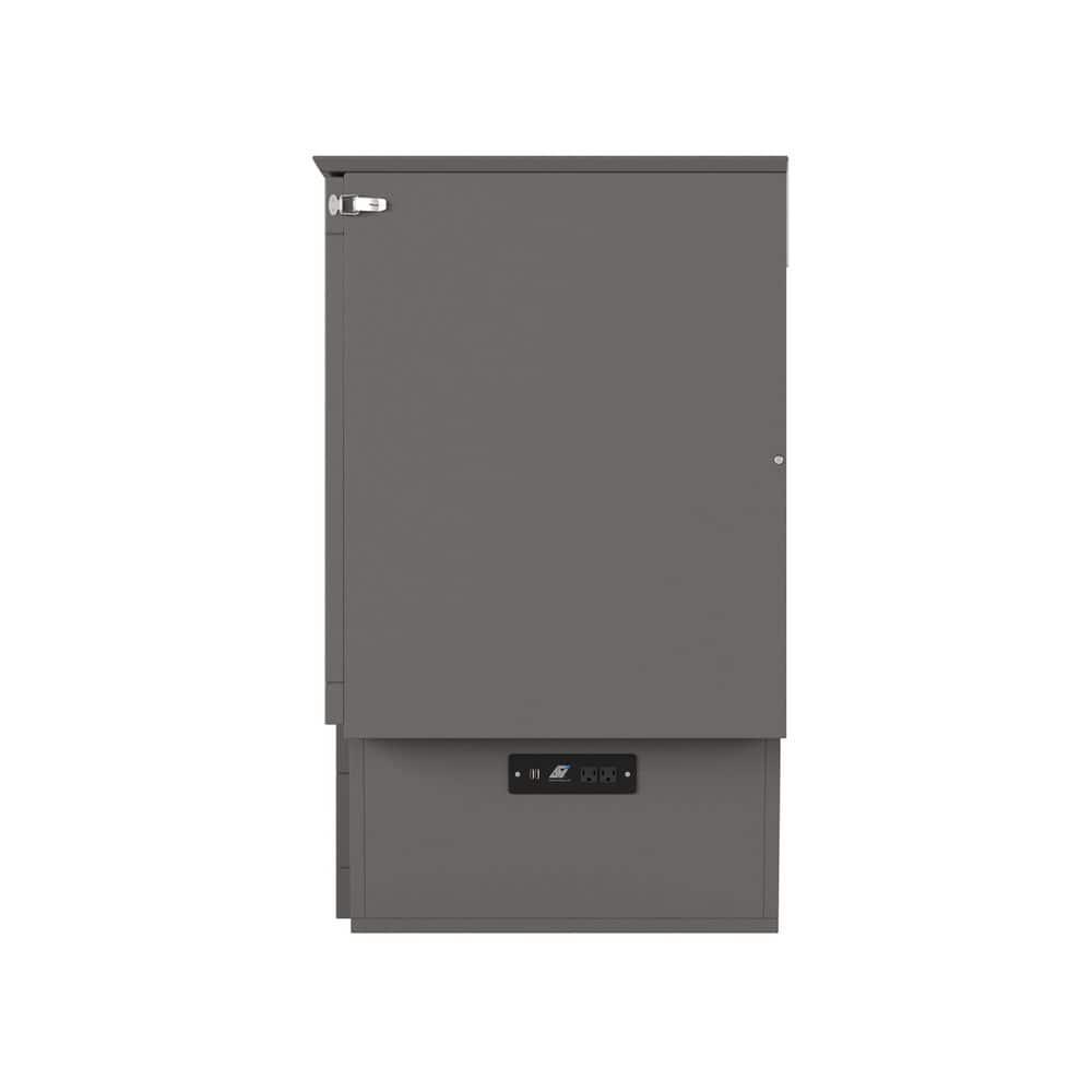 Queen Nantucket Murphy Bed Chest USB Turbo Charger Gray - AFI: Space-Saving, Built-In Charging, No Box Spring Required