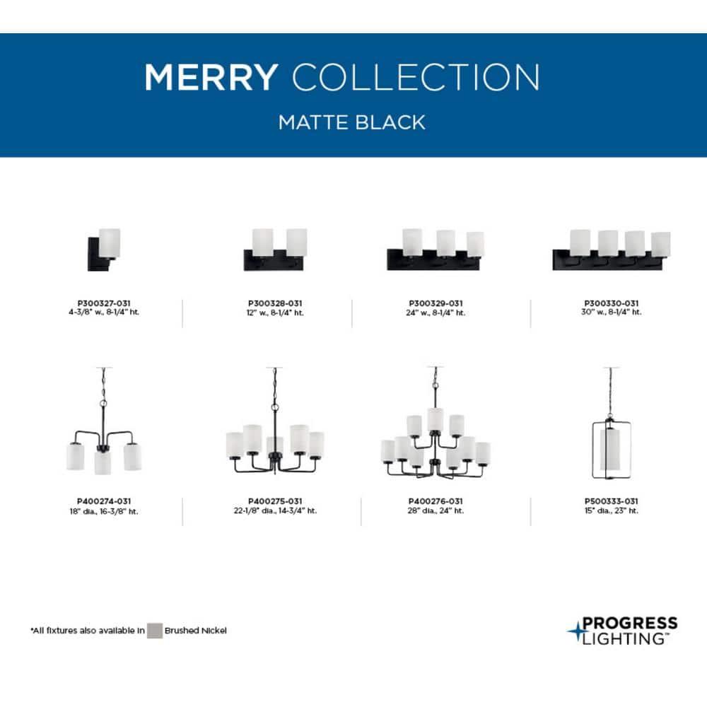 Progress Lighting Merry Collection 2-Light Brushed Nickel Etched Glass Transitional Bath Vanity Light