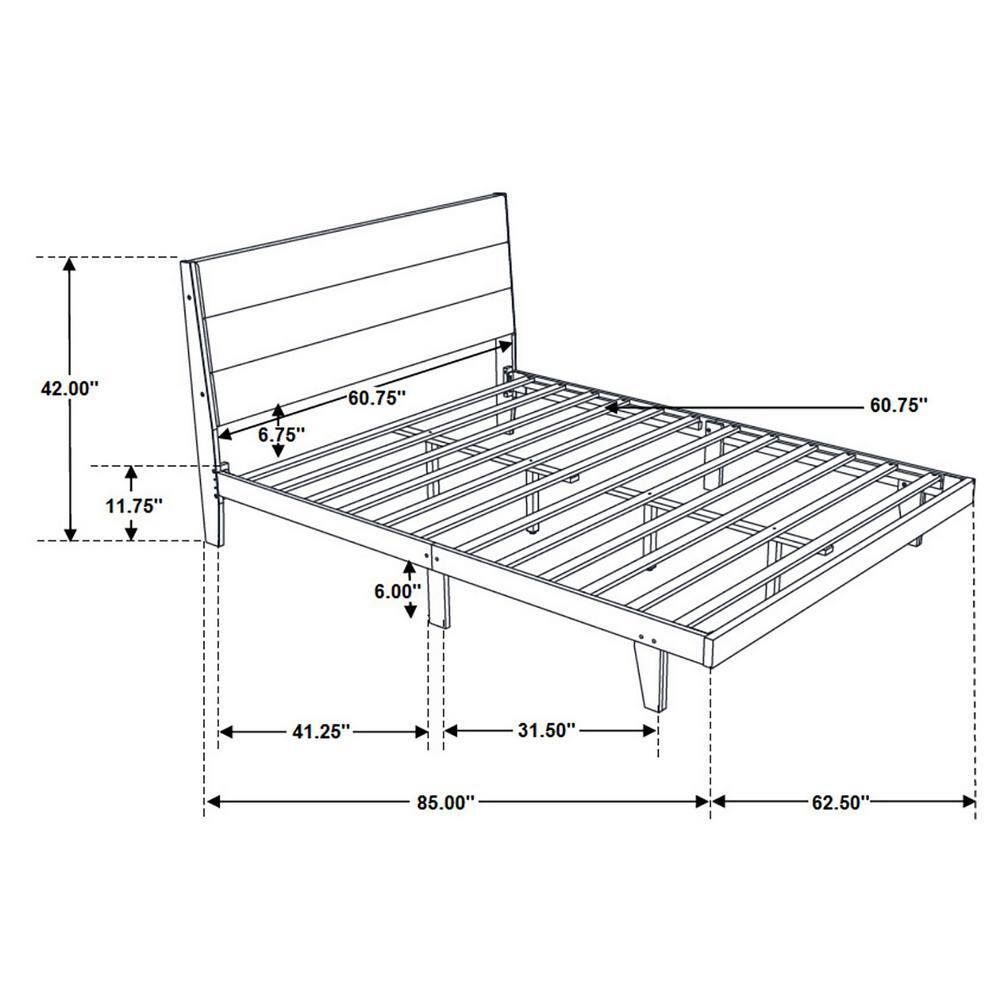 Coaster Mays Fabric Upholstered Queen Platform Bed Walnut Brown and Gray