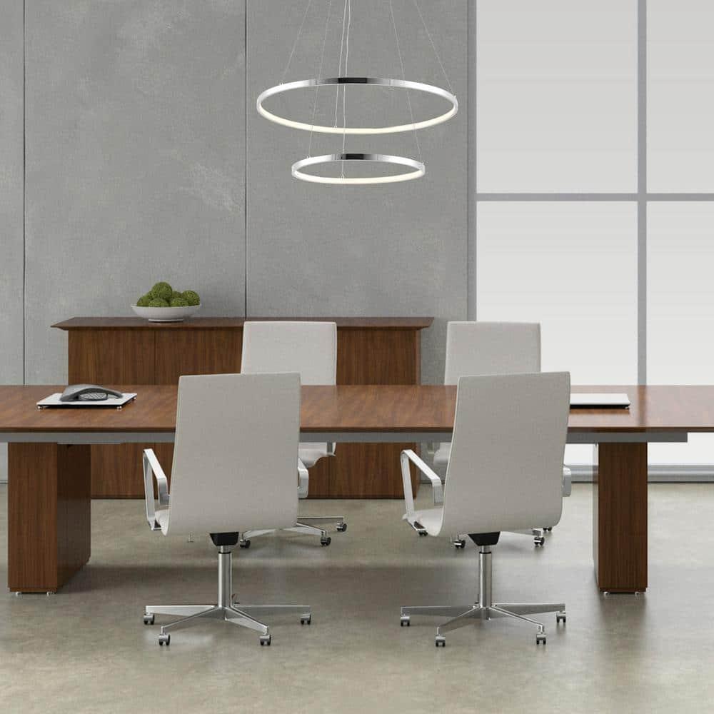 Brice 24″ 2-Light Modern Bohemian Iron Integrated LED Pendant, Chrome