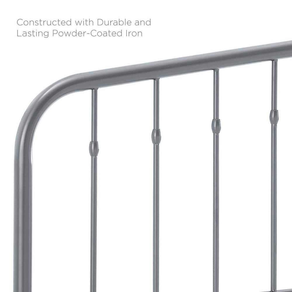 Modway Lennon Modern Farmhouse Metal Adjustable Headboard, Queen, Gray