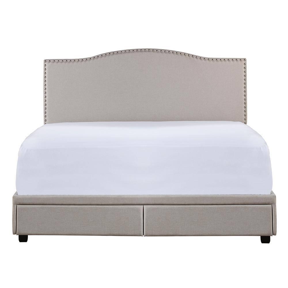 King Kiley Upholstered Storage Bed Gray - Hillsdale Furniture: Polyester, Foam-Filled, Wood Frame, Transitional Style