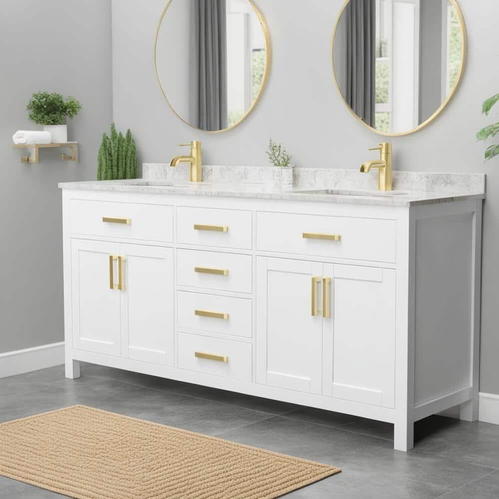 Beckett 72" Freestanding Double Bathroom Vanity with Cultured Marble Top