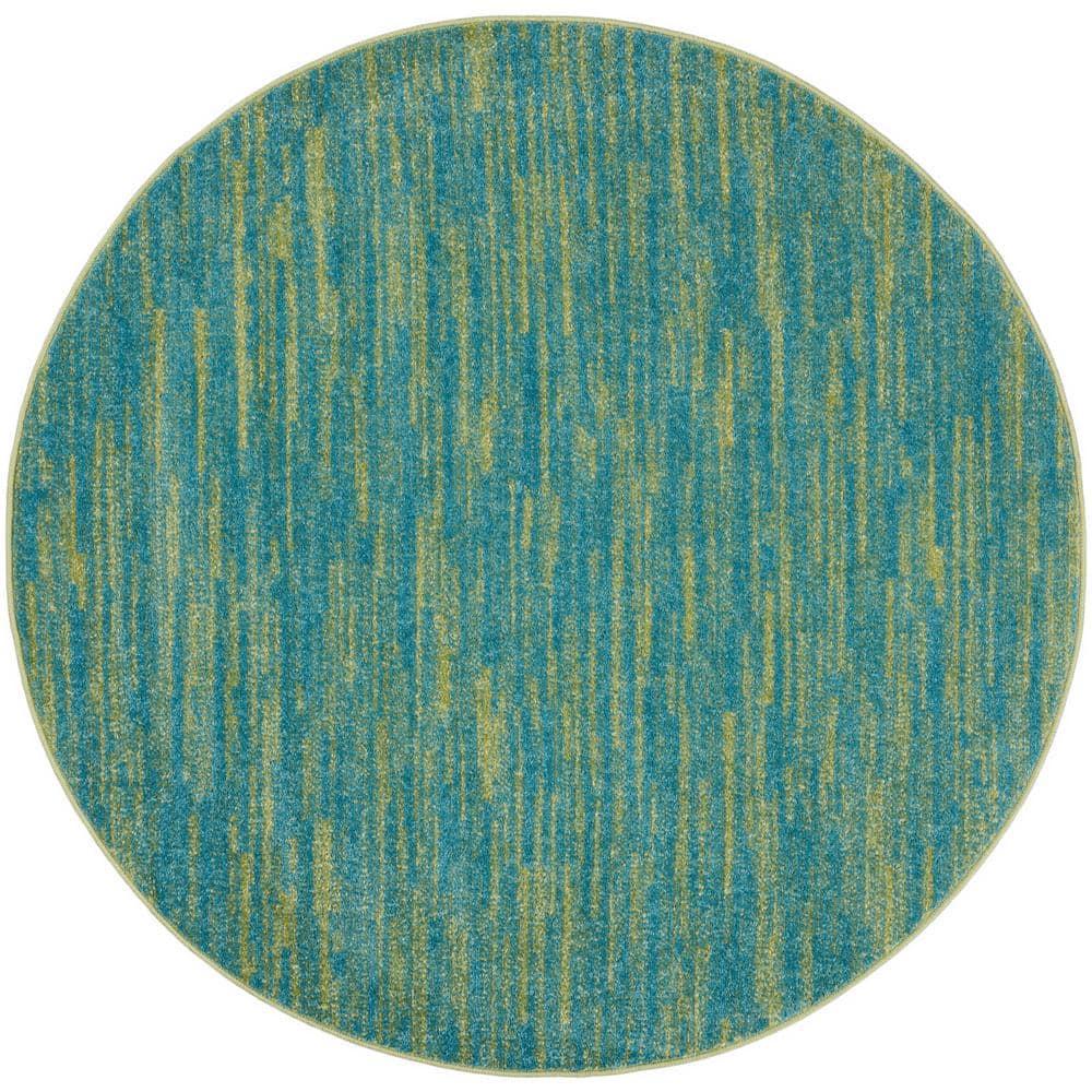 Nourison Nourison Essentials NRE01 Indoor/outdoor Area Rug - Blue Green 4' x round