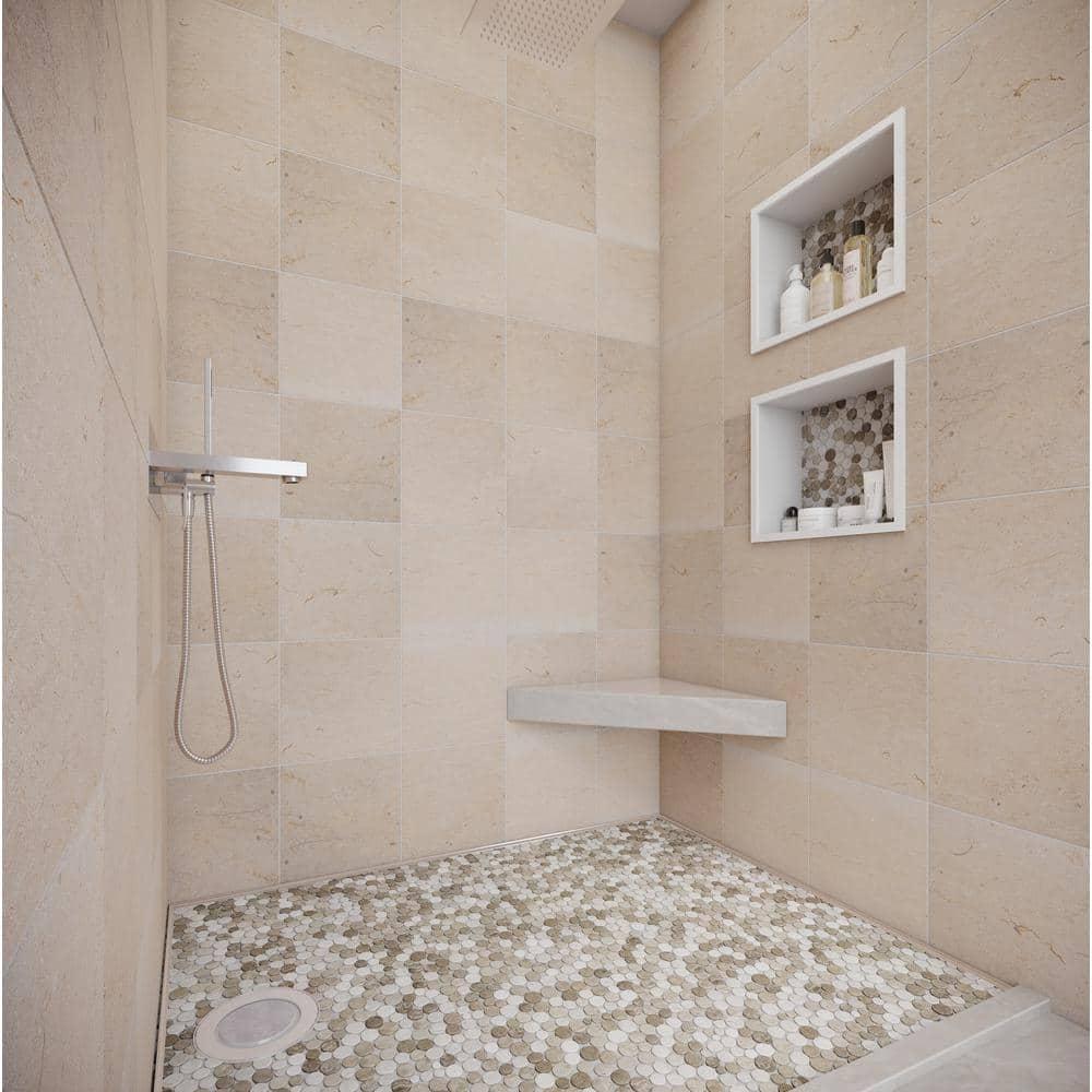 Cruz Bay Studio 11.5" x 11.5" Random Sized Natural Stone Penny Round Mosaic Wall & Floor Tile