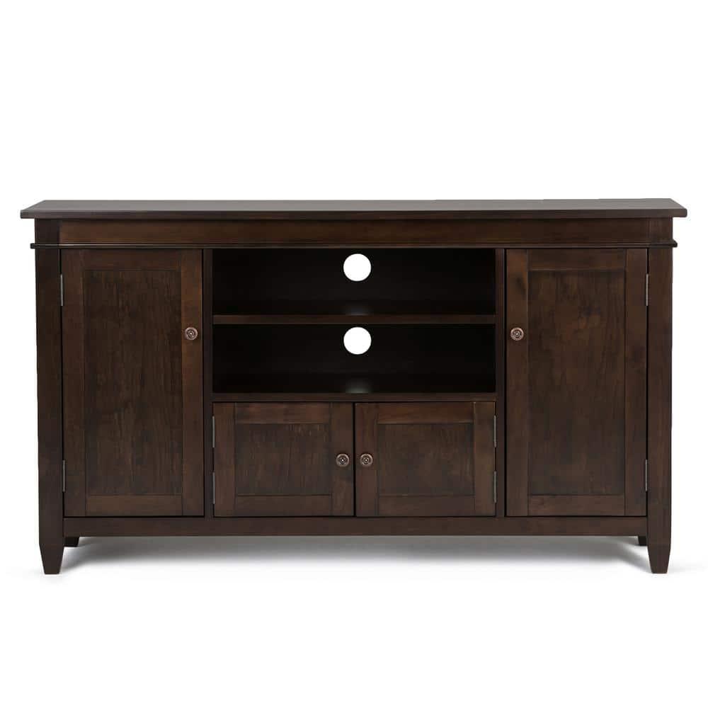 Simpli Home Carlton 54"W Solid Wood TV Stand for TVs up to 60" with 4 Cabinets
