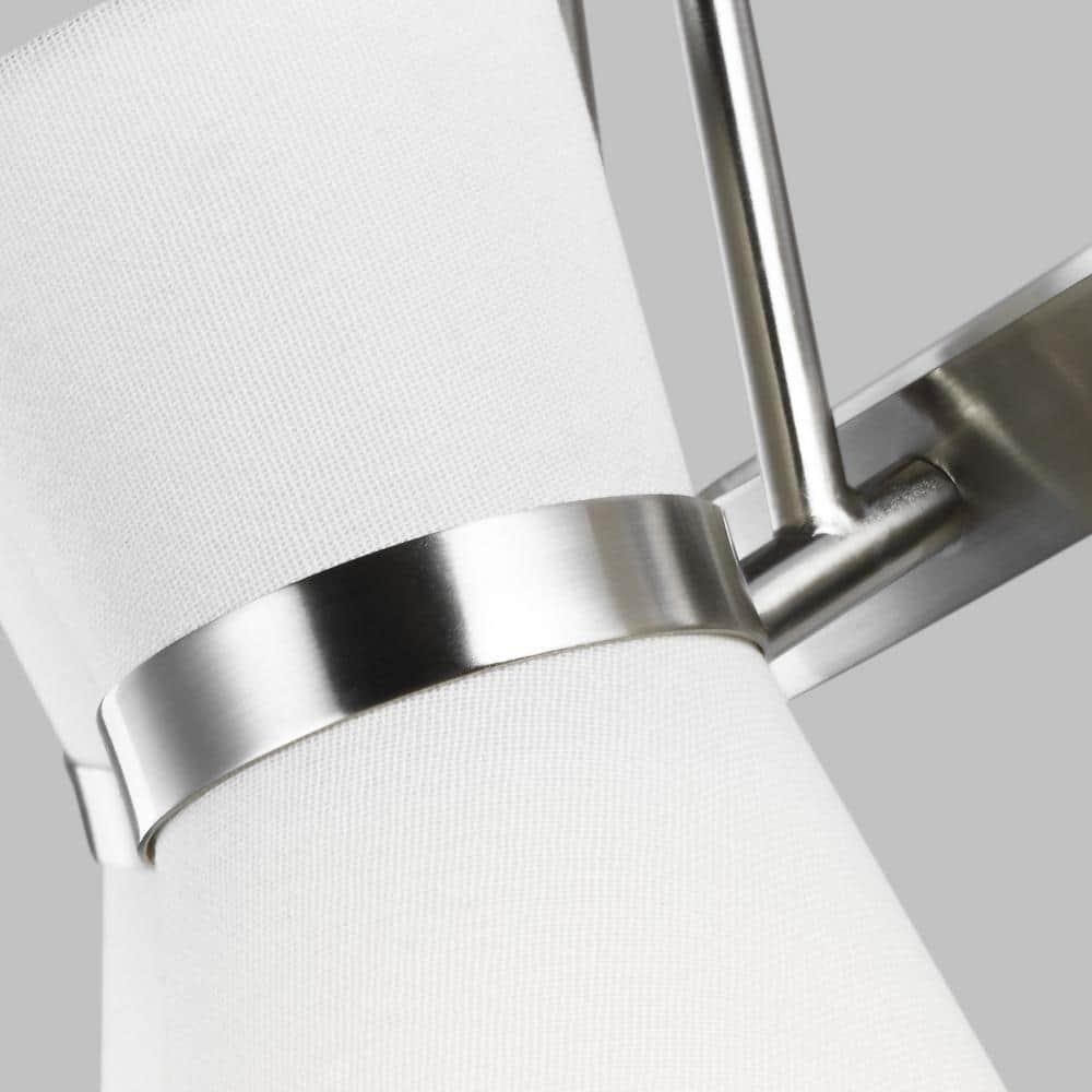 Clark 5-Light Brushed Nickel Hanging Chandelier With White Linen Shades