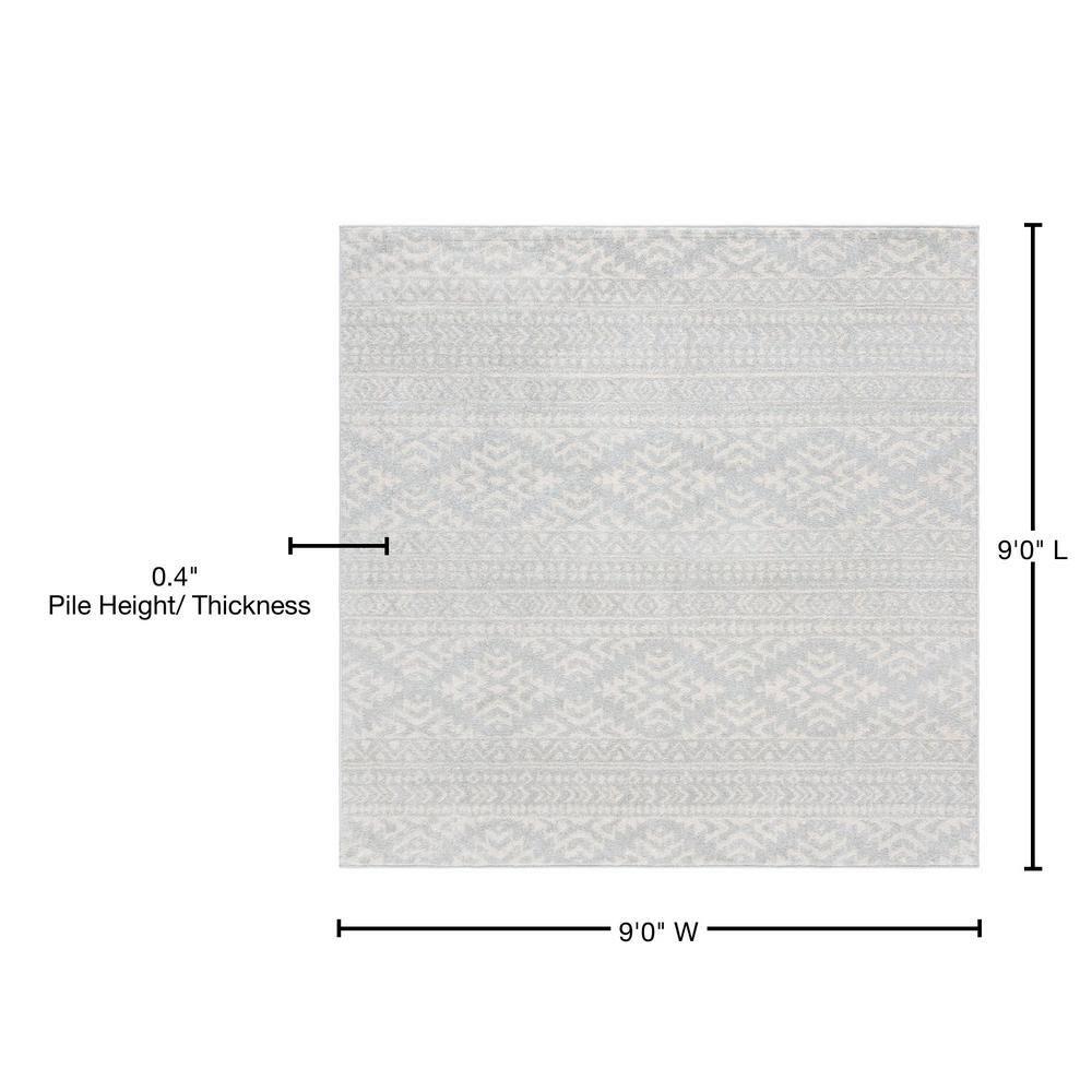 Tulum TUL272 Power Loomed Area Rug - Light Grey/Ivory - 9'x9' - Safavieh.