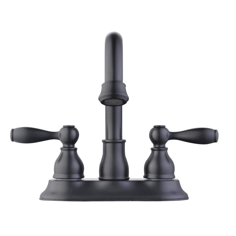 Melina 4 in. Centerset Double Handle High-Arc Bathroom Faucet in Matte Black