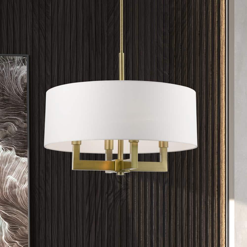 Livex Lighting Cresthaven 4 - Light Chandelier in  Antique Brass
