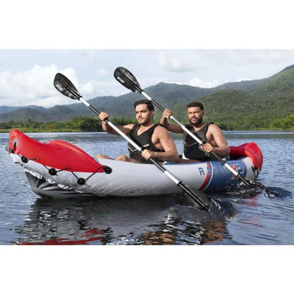 Bestway Hydro-Force Rapid X2 Inflatable 2 Person Kayak Outdoor Lake and River Water Sport Set with 2 Paddles, Hand Pump, and 2 Removable Fins