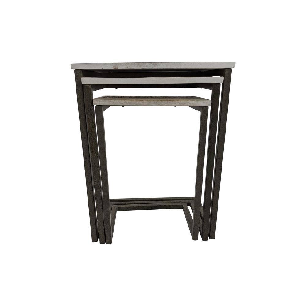 Carolina Living Addison Nesting Table Set Natural Driftwood/Aged Iron: 3-Piece, Solid Mango, Metal Frame, No Assembly Required