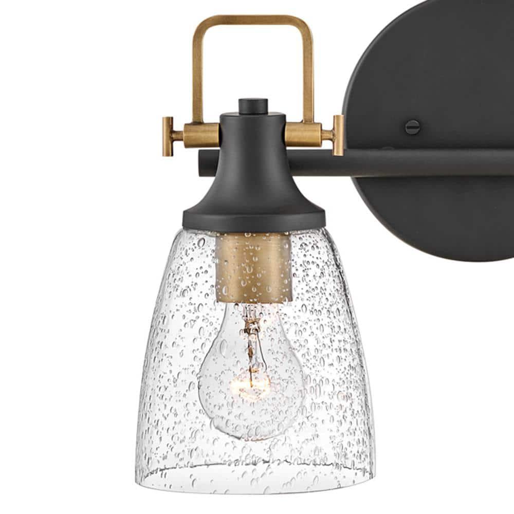 Easton Two-Light Bath Vanity Fixture w/ Clear Seedy Glass Shades