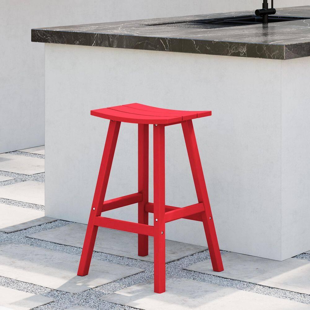 Laguna All-Weather HDPE Curved Saddle Bar Stool 29" Red