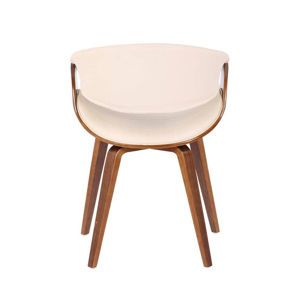 Symphony Mid-Century Modern Dining Accent Chair Walnut/Cream - LumiSource: Upholstered, Wood Legs, 250lb Capacity