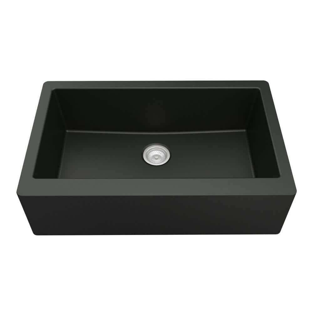 Karran Farmhouse/Apron-Front Quartz Composite 34'' X 21-1/4'' Single Bowl Kitchen Sink