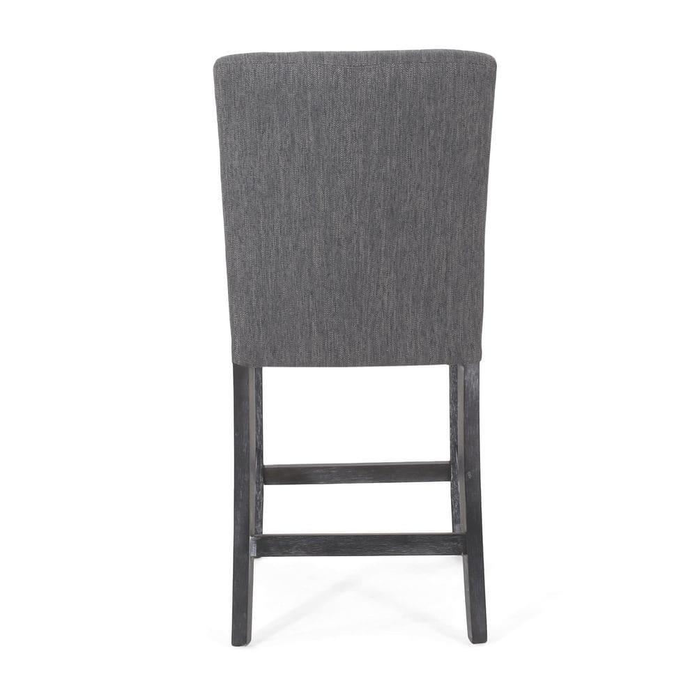 Noble House Darke Fabric Button Tufted Counter Stools, Set of 2, Charcoal and Gray