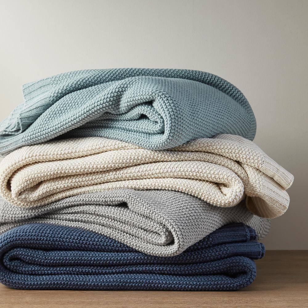Twin Bree Knit Bed Blanket Indigo