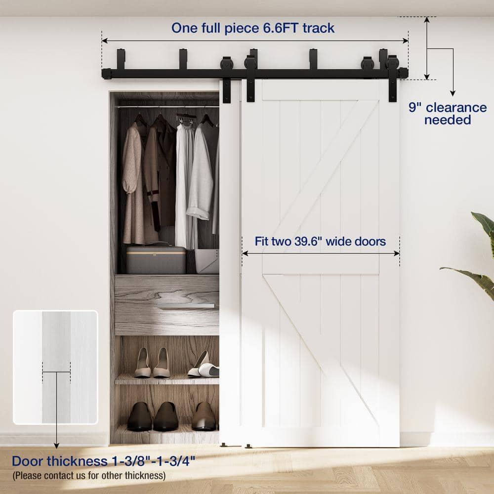 Lazio LAZ Sliding Double Bypass Double Door Barn Door Hardware Kit