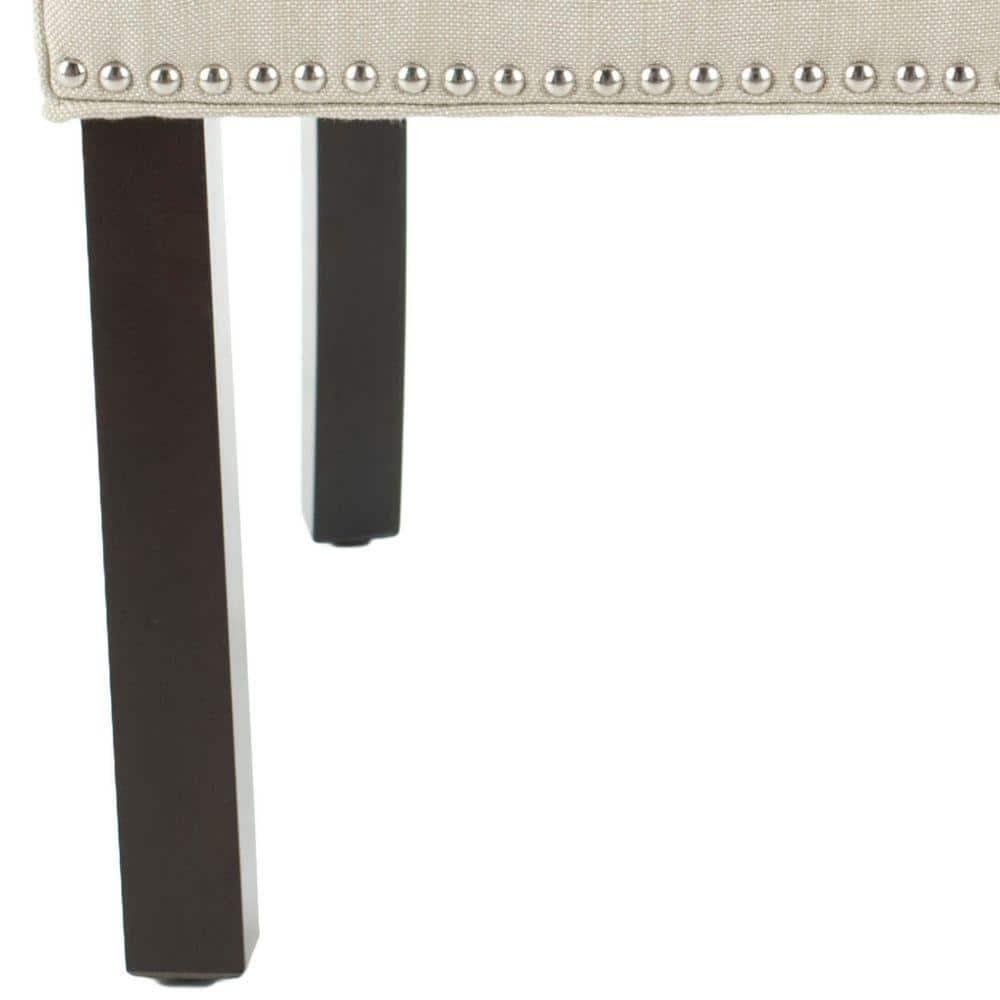 Morris 20''H Sloping Arm Dining Chair (Set Of 2) with Silver Nail Heads - Beige - Safavieh