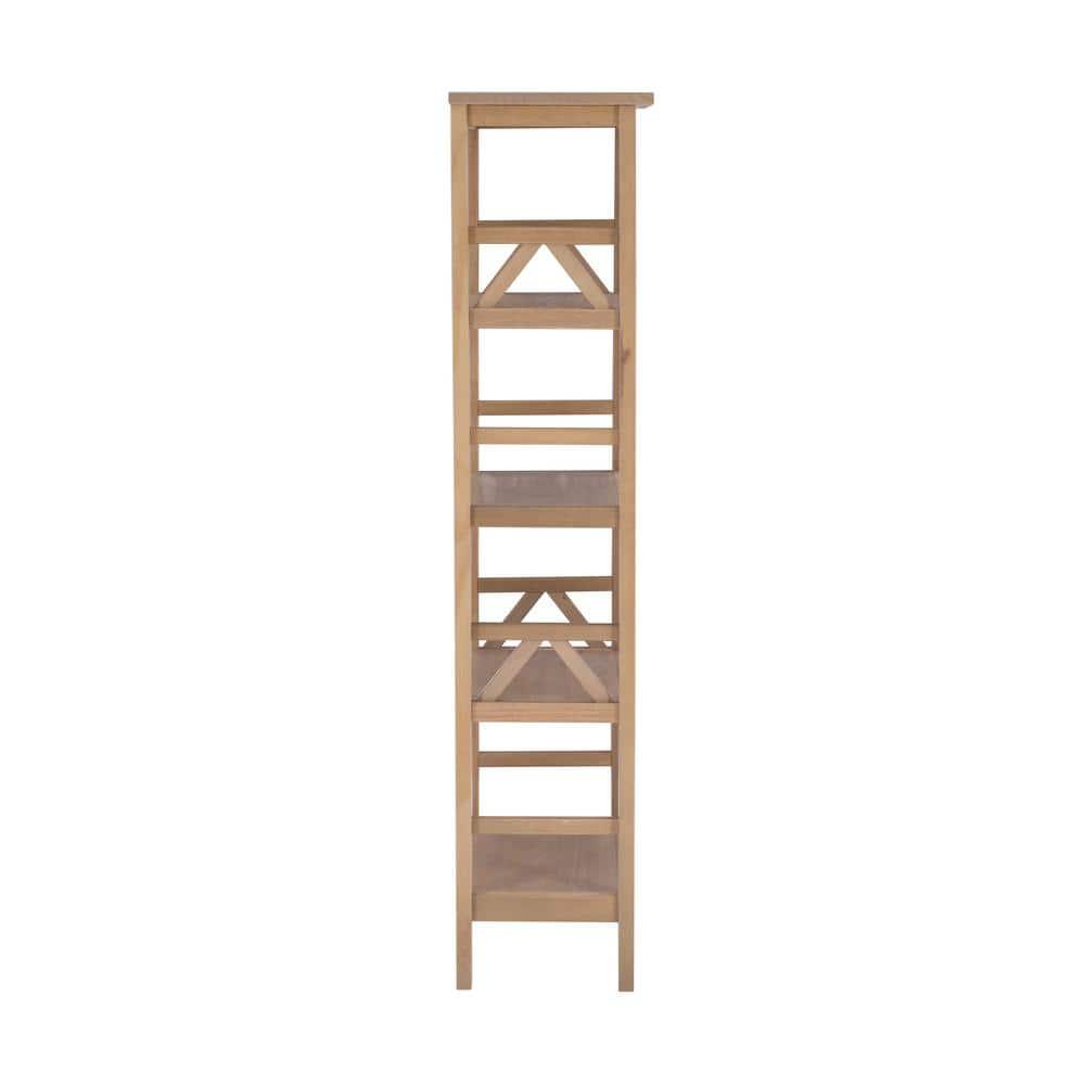 54.45" Original PT - Titian Transitional Solid Wood Display and Storage Bookshelf Driftwood - Linon