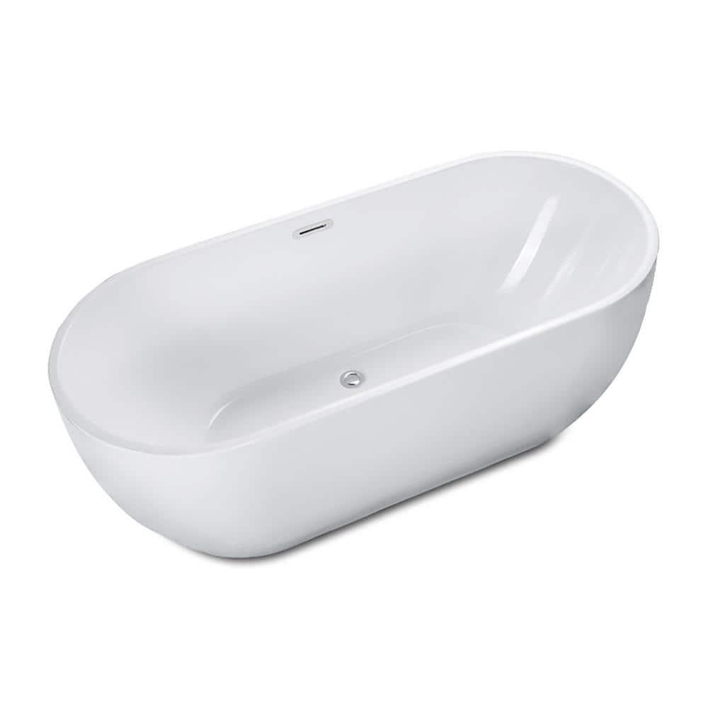 59'' x 28'' Freestanding Soaking Acrylic Bathtub