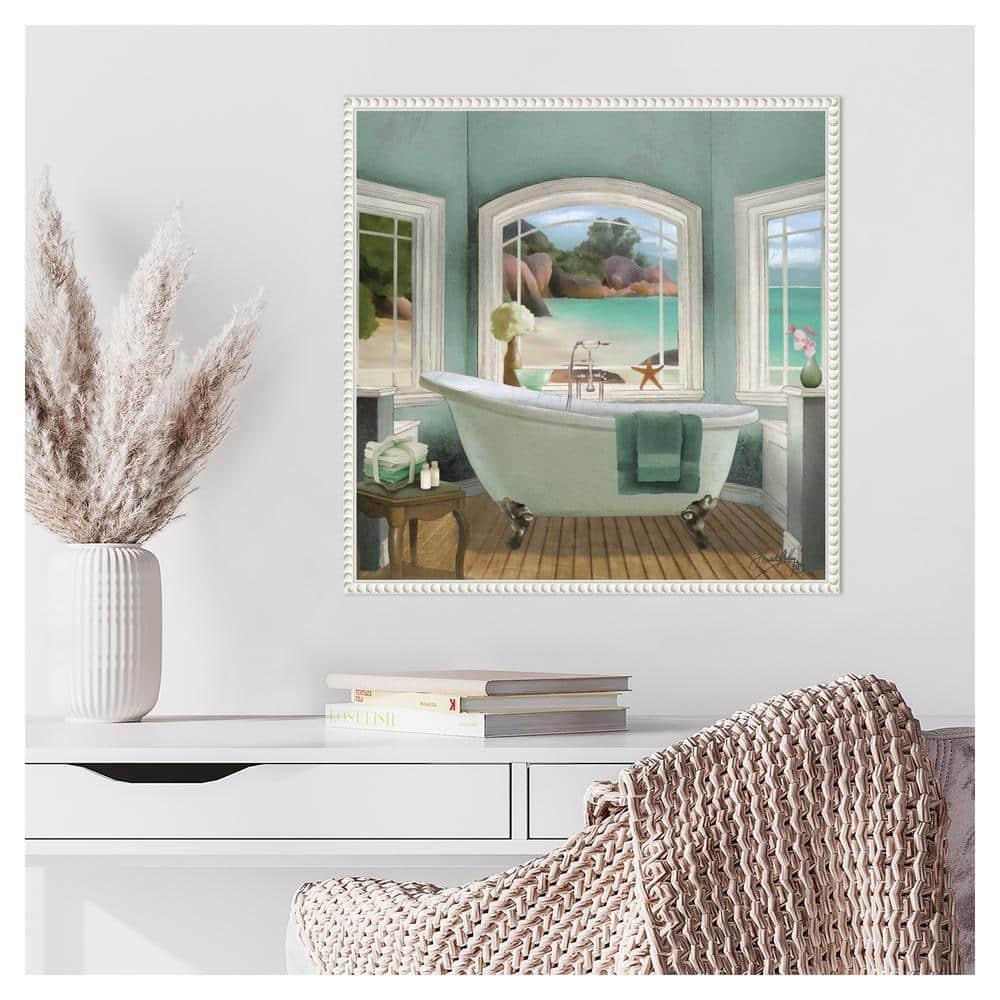 Amanti Art Oceanview Bath II by Elizabeth Medley Canvas Wall Art Print Framed 22 x 22-in.