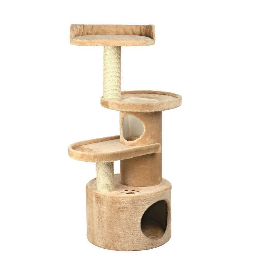 TRIXIE TRIXIE Oviedo 41" Cat Tree, 3-Level Cat Tower, Sisal Scratching Posts, Plush Condo, Tunnel, Platforms