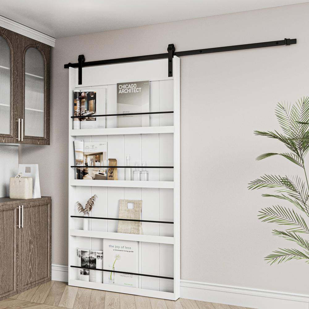 ARK DESIGN 84"H Wood and Primed Bookshelf Style Barn Door with Mounting Hardware Kit