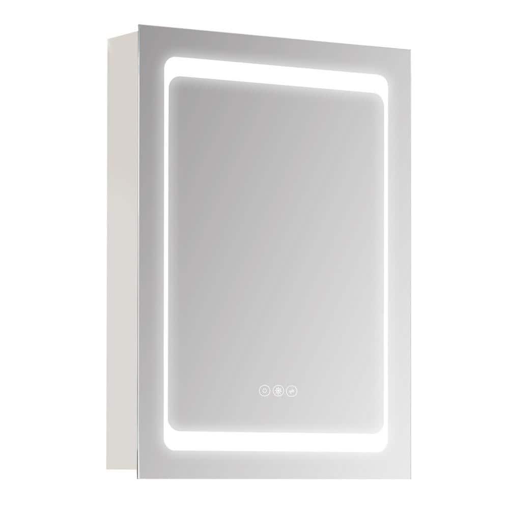 kleankin LED Lighted Medicine Cabinet with Mirror, Wall-Mounted Plug-In Bathroom Organizer with 3 Storage Shelves, 19.75"x5"x27.5"