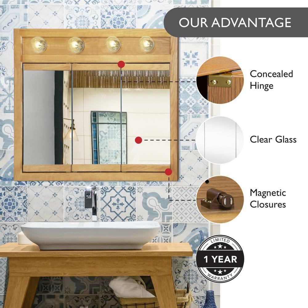 Design House Wall Mount Richland 30" Bathroom Cabinet, Nutmeg Oak