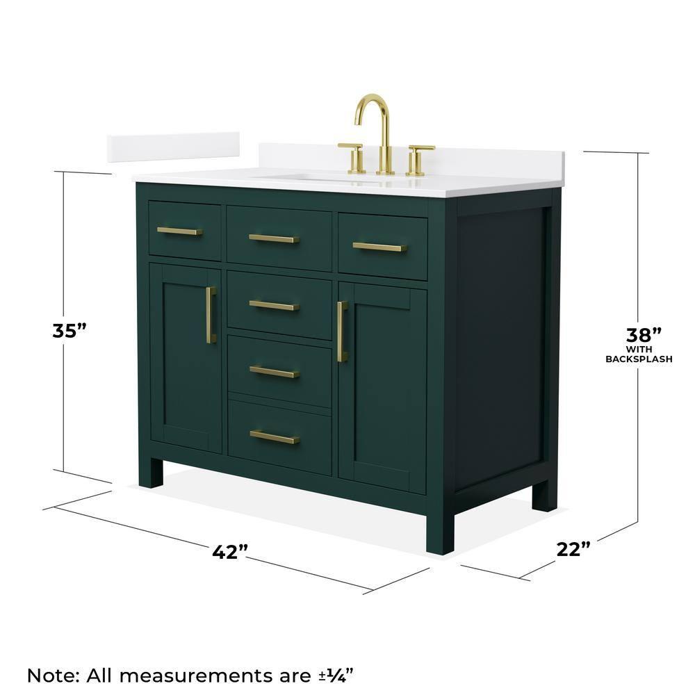 Wyndham Collection Beckett 42" Freestanding Single Bathroom Vanity with Quartz Top