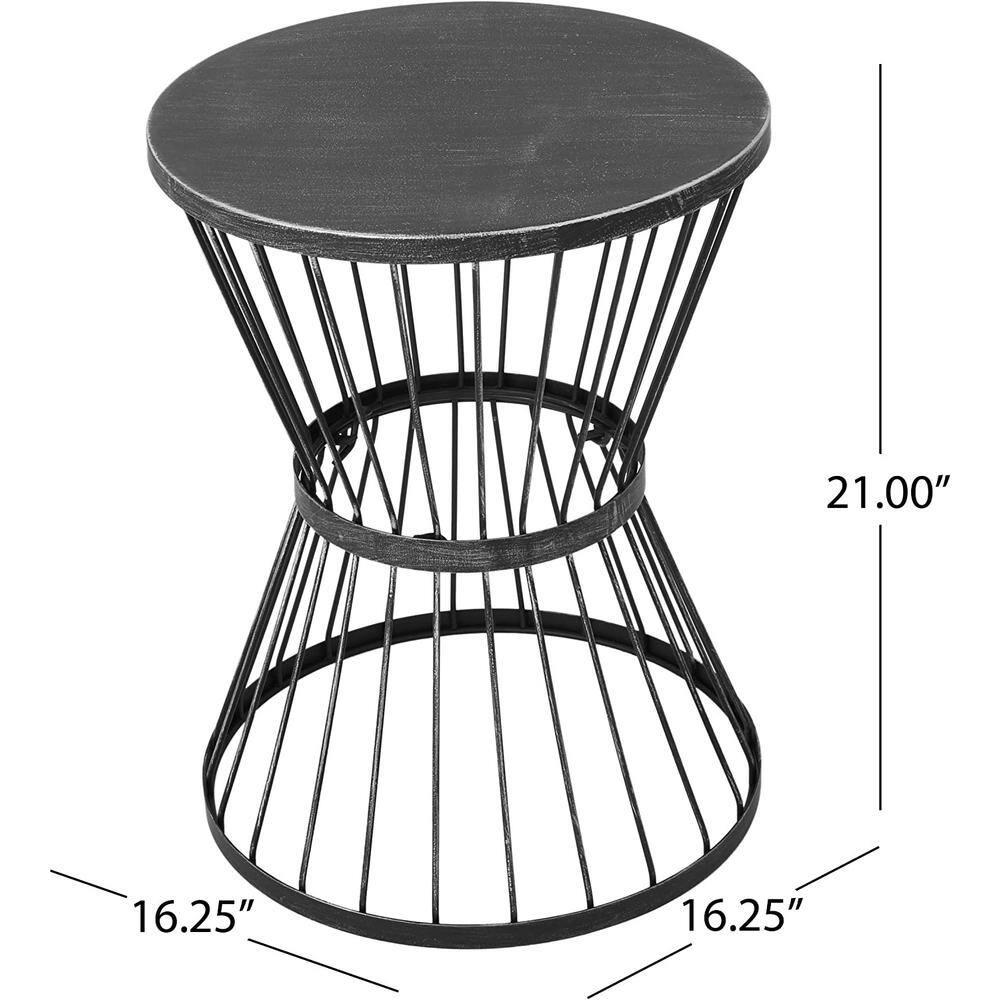 Christopher Knight Home Lassen Outdoor 16" Iron Side Table, Matte Black