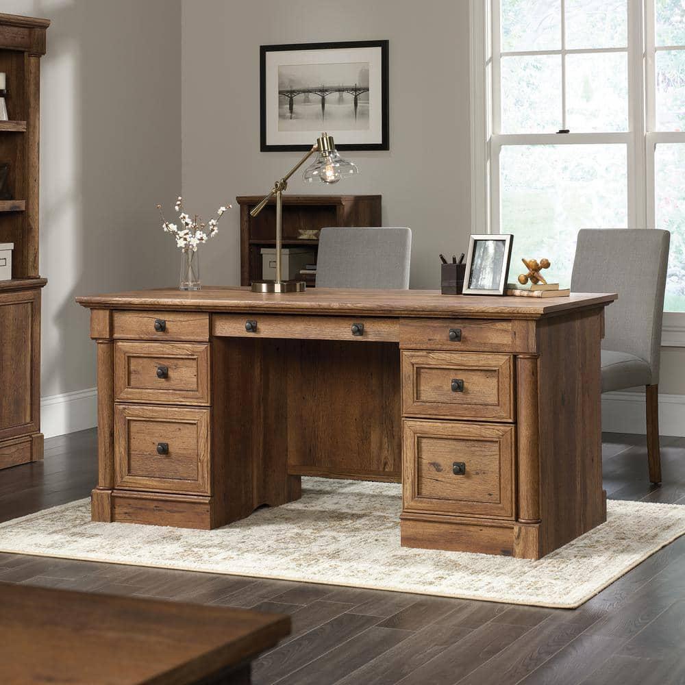 Sauder Palladia Executive Desk, Vintage Oak Finish