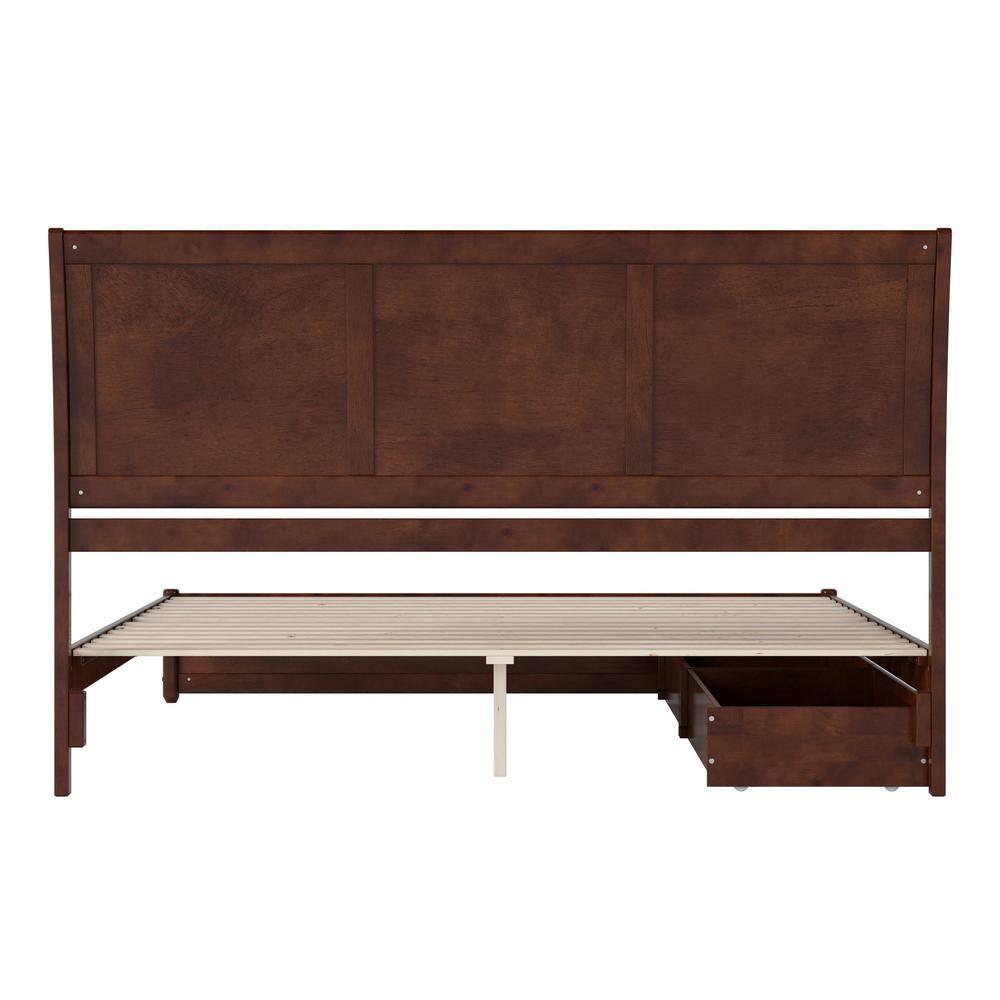 AFI, Andorra King Platform Bed with Panel Footboard and Storage Drawers, Walnut