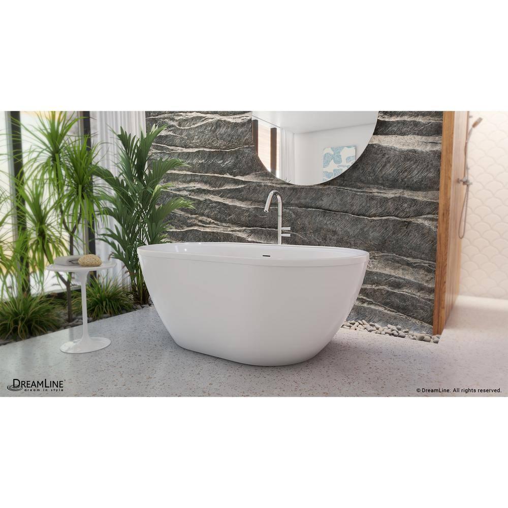 DreamLine BT63X3460C01 Essence 60-1/4 in. L x 34-1/4 in. W x 23-5/8 in. H Freestanding Acrylic Bathtub
