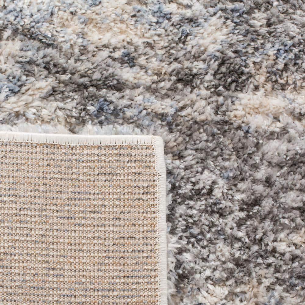 Berber Shag BER219 Power Loomed Area Rug - Grey/Cream - 9' X 12' - Safavieh.