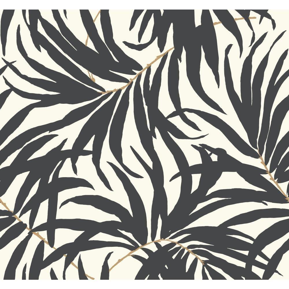 Tropical Black and Gold Vinyl-Coated Self-Adhesive Wallpaper Roll