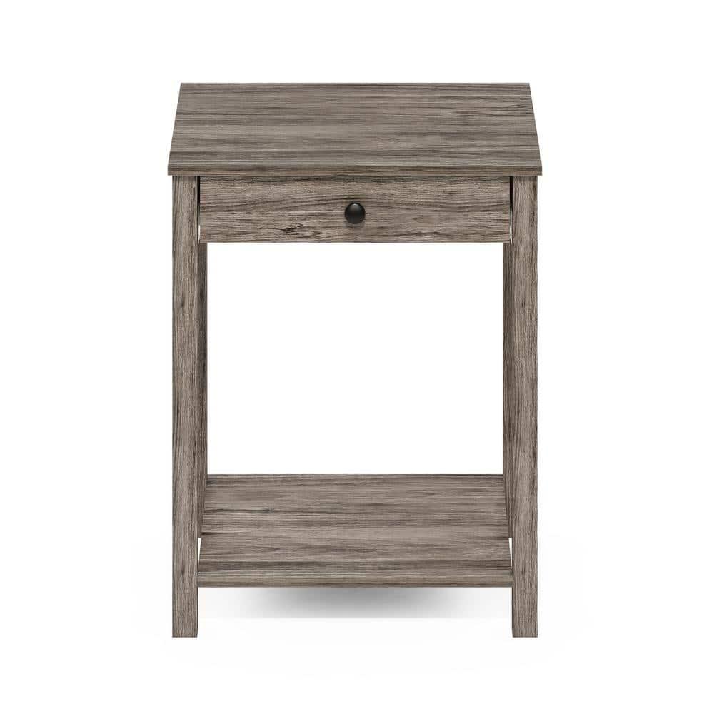 Furinno Mid-Century Sofa Side End Table W/Drawer & Open Storage Shelf,Rustic Oak