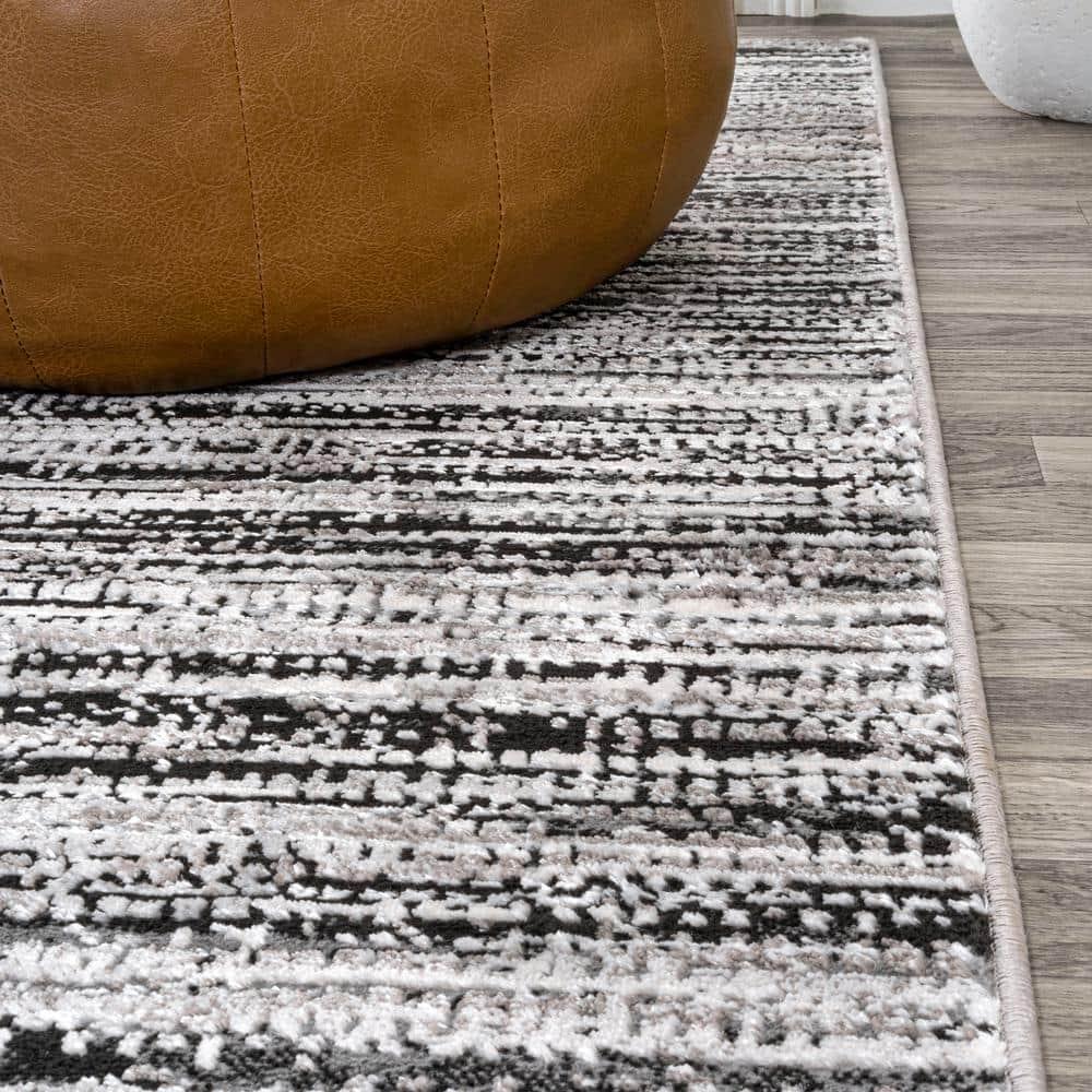 JONATHAN Y Loom Modern Strie'  Black/Gray 8 ft. x 10 ft. Area Rug