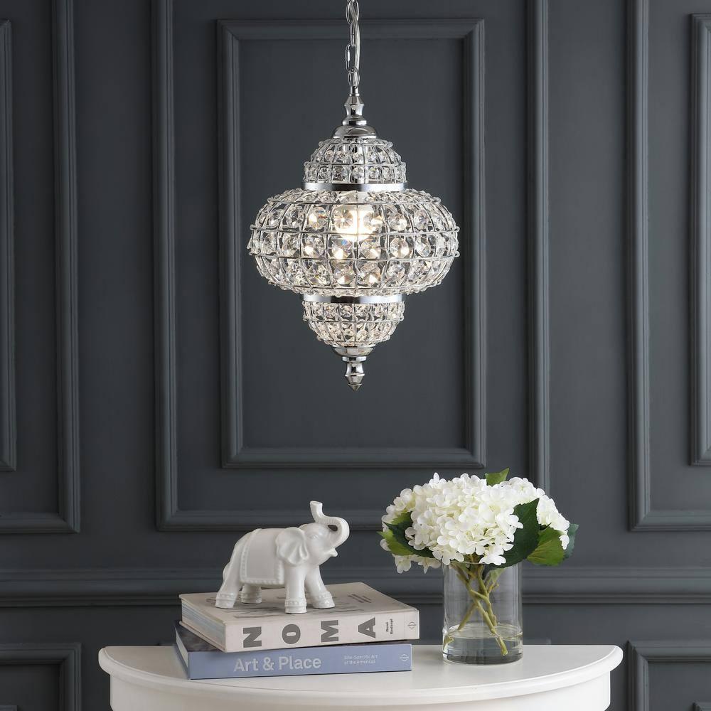 Juliette 12" Crystal/Metal LED Pendant Pendant, Chrome