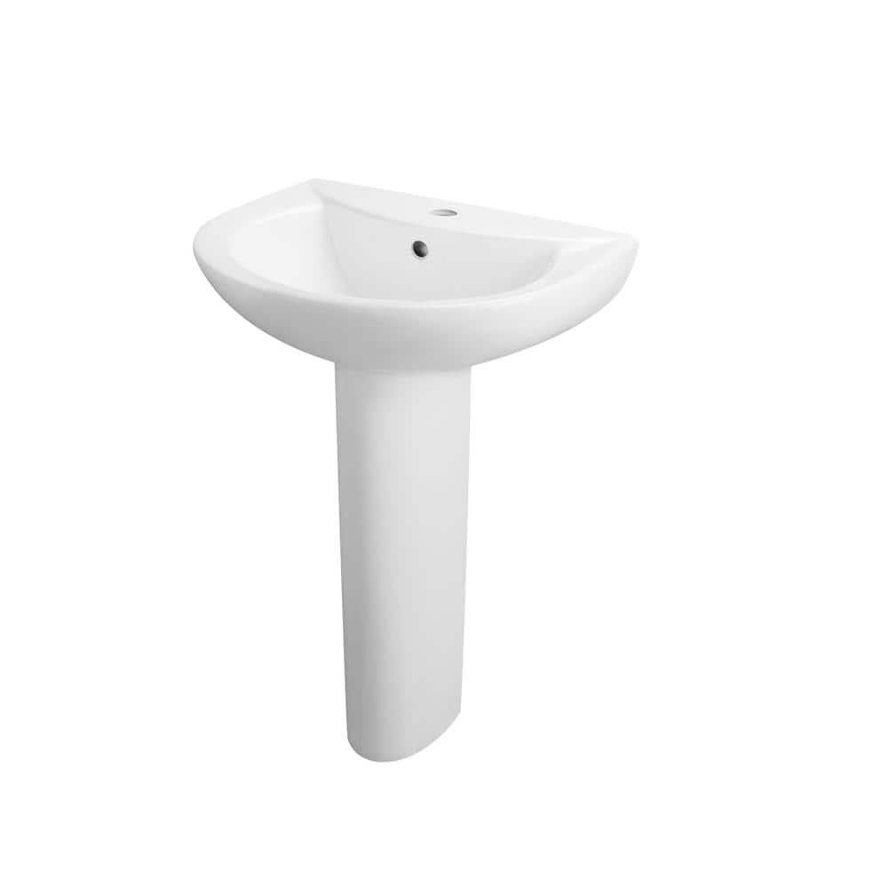 Liberty 31.5" Tall White U-Shaped Vitreous China Pedestal Bathroom Sink with Overflow