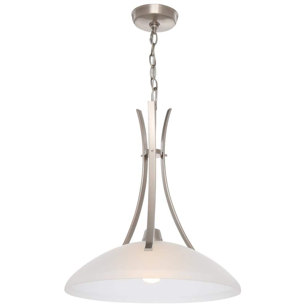 Progress Lighting Wisten 1-Light Pendant, Brushed Nickel, Etched Glass Shade Collection