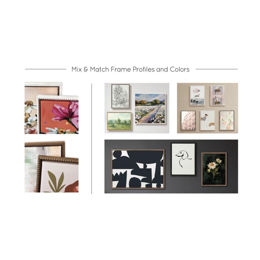 18"x24" Sylvie Beaded Wild Blooms Framed Canvas by Nikita Jariwala White - Kate & Laurel All Things Decor: Modern Botanical Digital Art