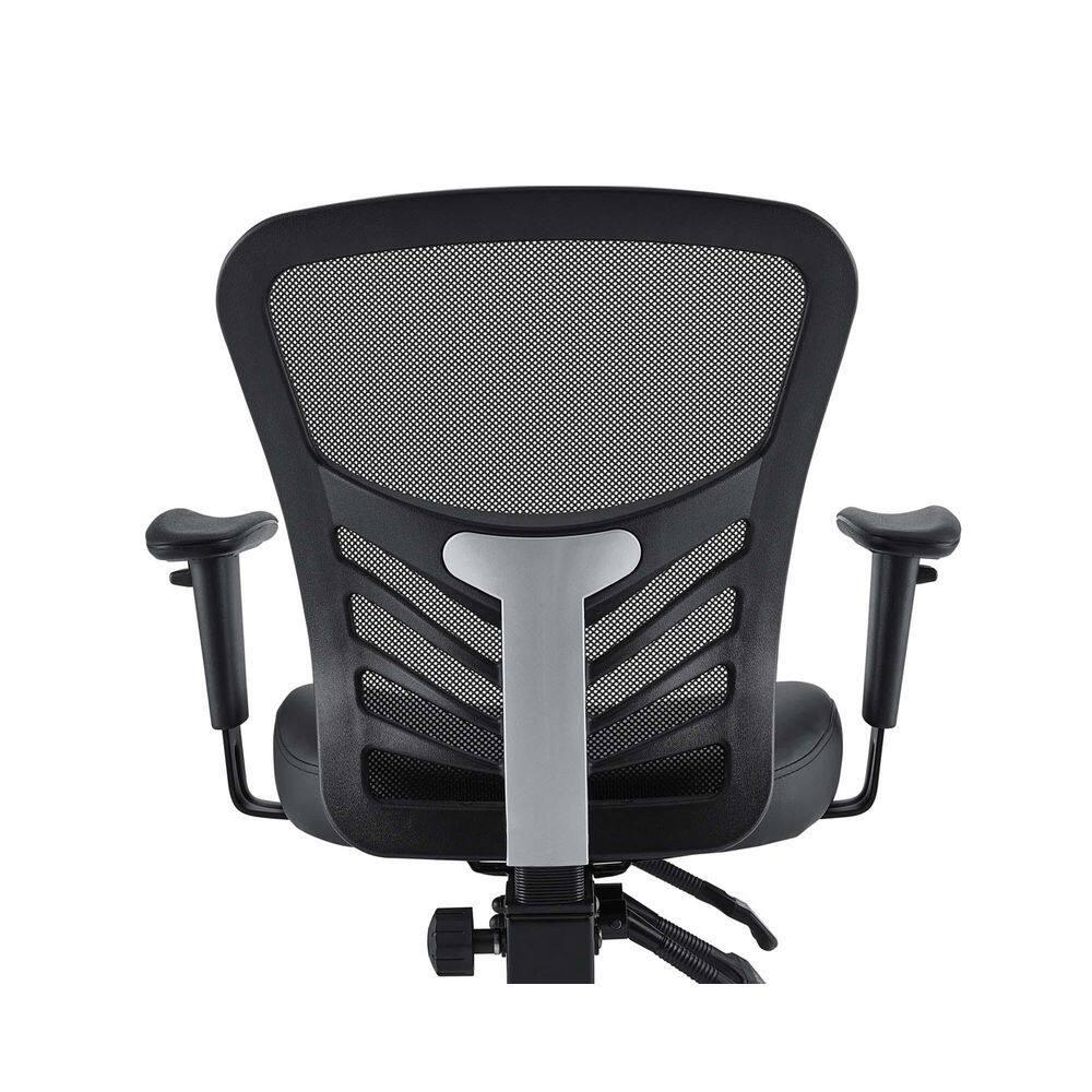 Articulate Mesh Office Chair Black Vegan Leather - Modway: Ergonomic, Adjustable Arms, Swivel, 330lb Capacity
